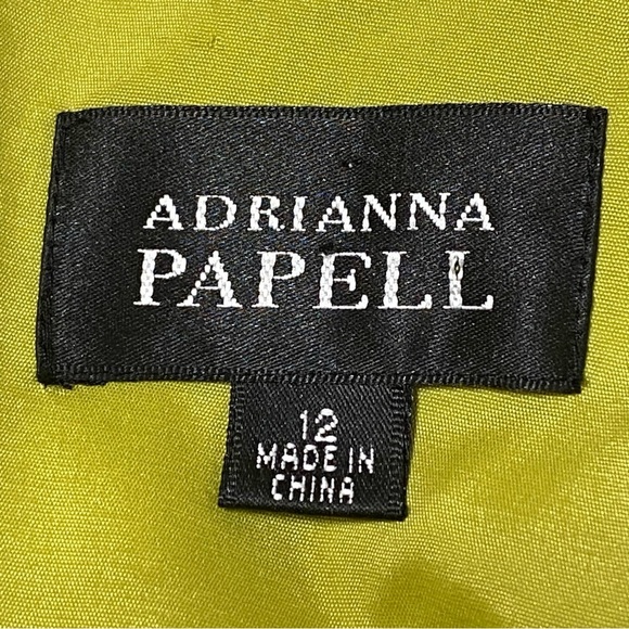 Adrianna Papell Leaf Print Dress Size 12 Retro Mod Party Wiggle Style - Picture 4 of 6